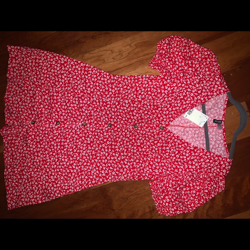 Red floral dress